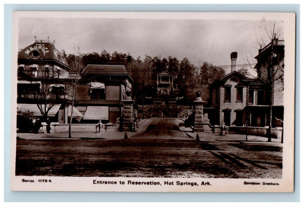 c1930's Entrance to Reservation Hot Springs Arkansas Maurice RPPC Photo Postcard
