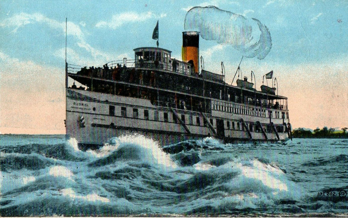 c1920s Steamer Running, Lachine Rapids, Montreal Quebec Canada CA Postcard