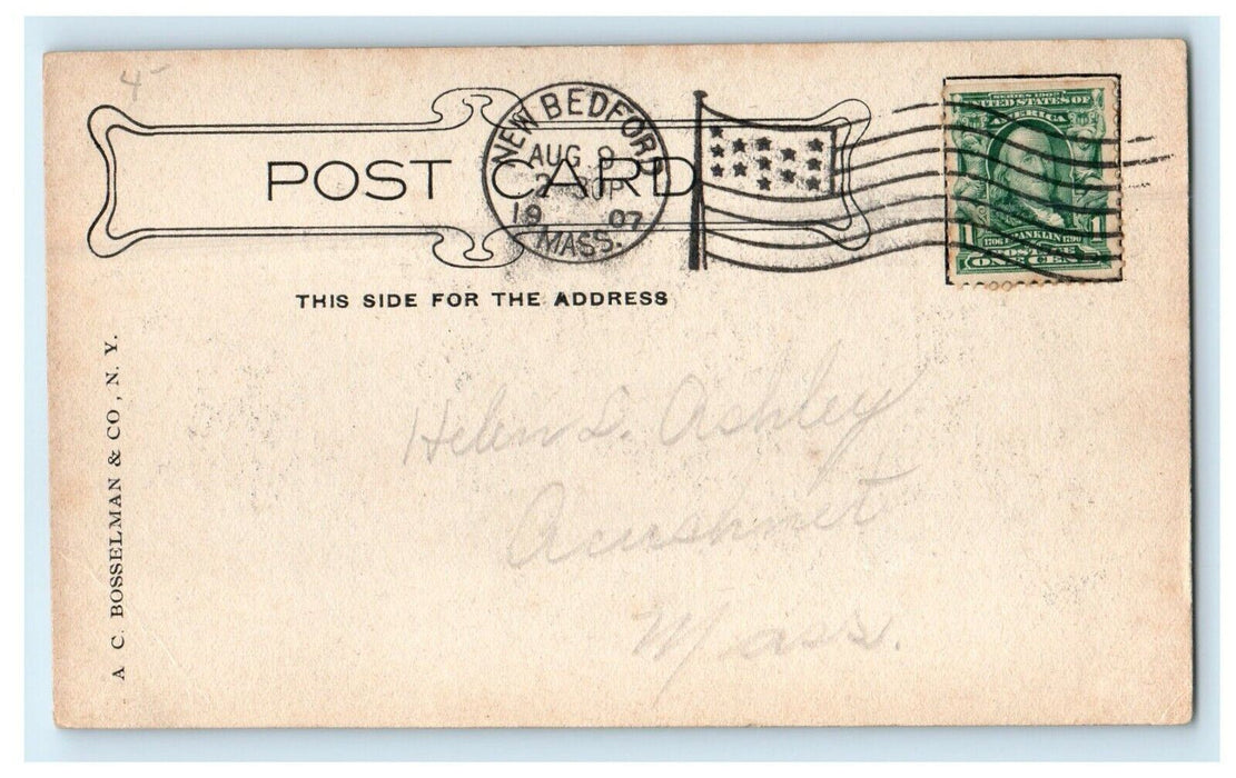 1907 Free Public Library Building New Bedford Massachusetts MA Antique Postcard