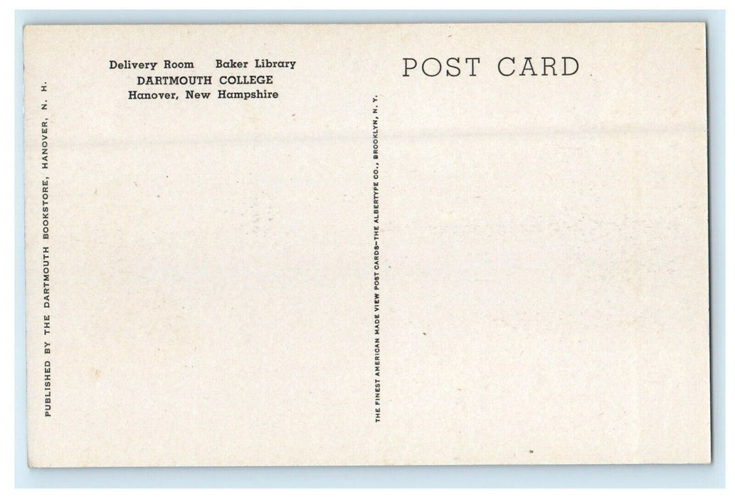Baker Library Dartmouth College Interior View Hanover New Hampshire NH Postcard