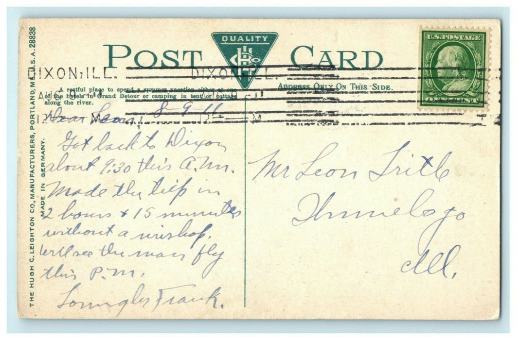 Rock River Scenery Whirlpool Rocks Dixon Illinois 1911 Vintage Antique Postcard