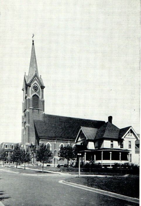 c1940's St. Mary's Catholic Church Parsonage School Tomah Wisconsin WI Postcard
