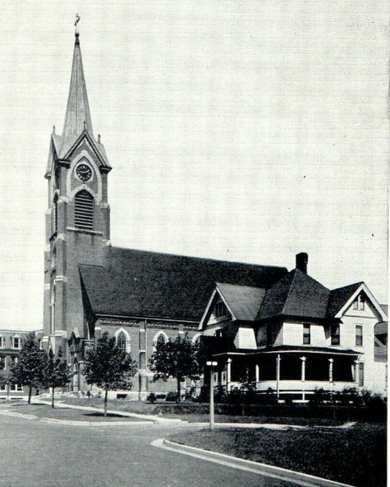 c1940's St. Mary's Catholic Church Parsonage School Tomah Wisconsin WI Postcard