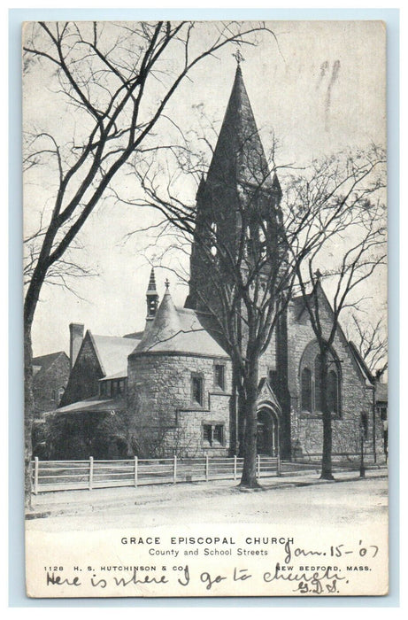 Grace Episcopal Church County School Streets New Bedford Massachusetts Postcard