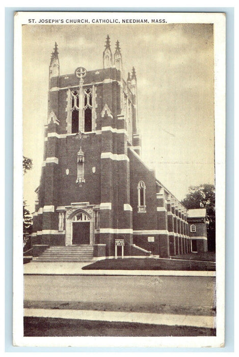 1913 St Joseph Catholic Church Needham, Massachusetts MA Antique Postcard
