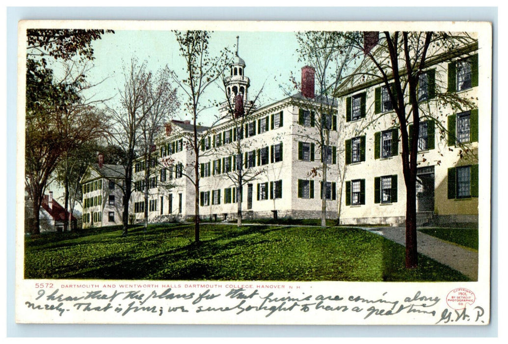 1906 Dartmouth and Wentworth Halls Dartmouth College New Hampshire NH Postcard