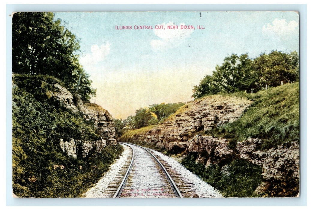 Illinois Central Cut Dixon Illinois 1910 Ashton Vintage Antique Postcard