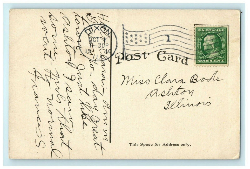 Illinois Central Cut Dixon Illinois 1910 Ashton Vintage Antique Postcard