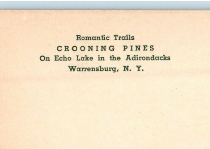 Romantic Trails Crooning Pines Echo Lake Horse Riding Warrensburg NY Postcard