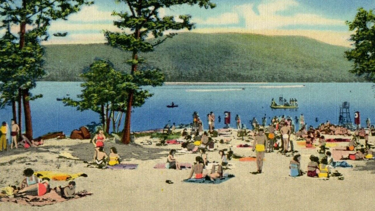 Bathing Beach The Hearthstone Public Camp Lake George New York NY Postcard