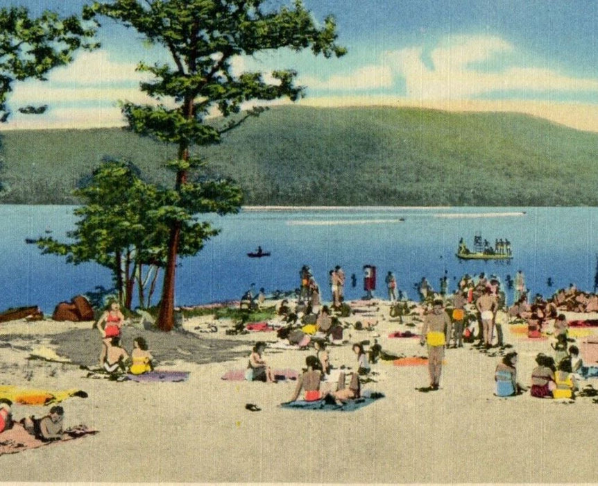 Bathing Beach The Hearthstone Public Camp Lake George New York NY Postcard
