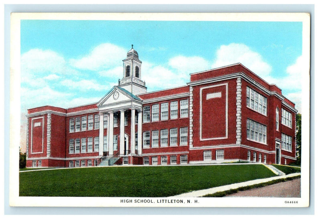 c1920s High School Entrance, Littleton, New Hampshire NH Unposted Postcard