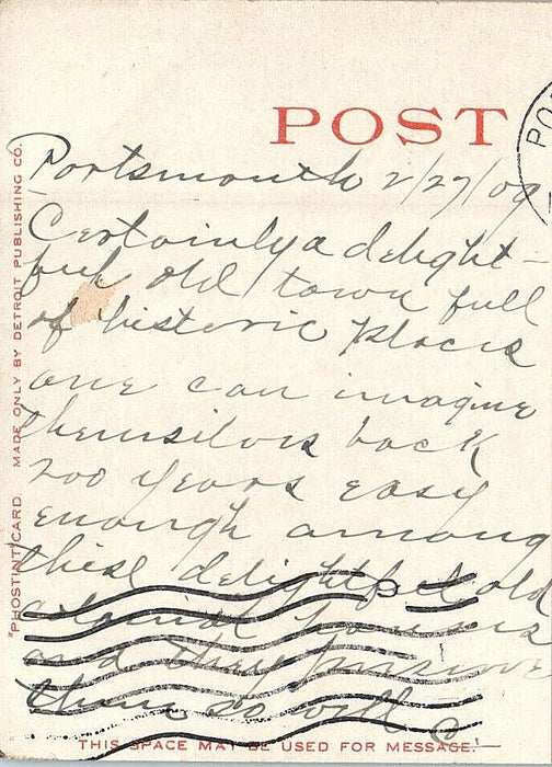 1909 William Pitt Tavern, Portsmouth New Hampshire NH Posted Antique Postcard