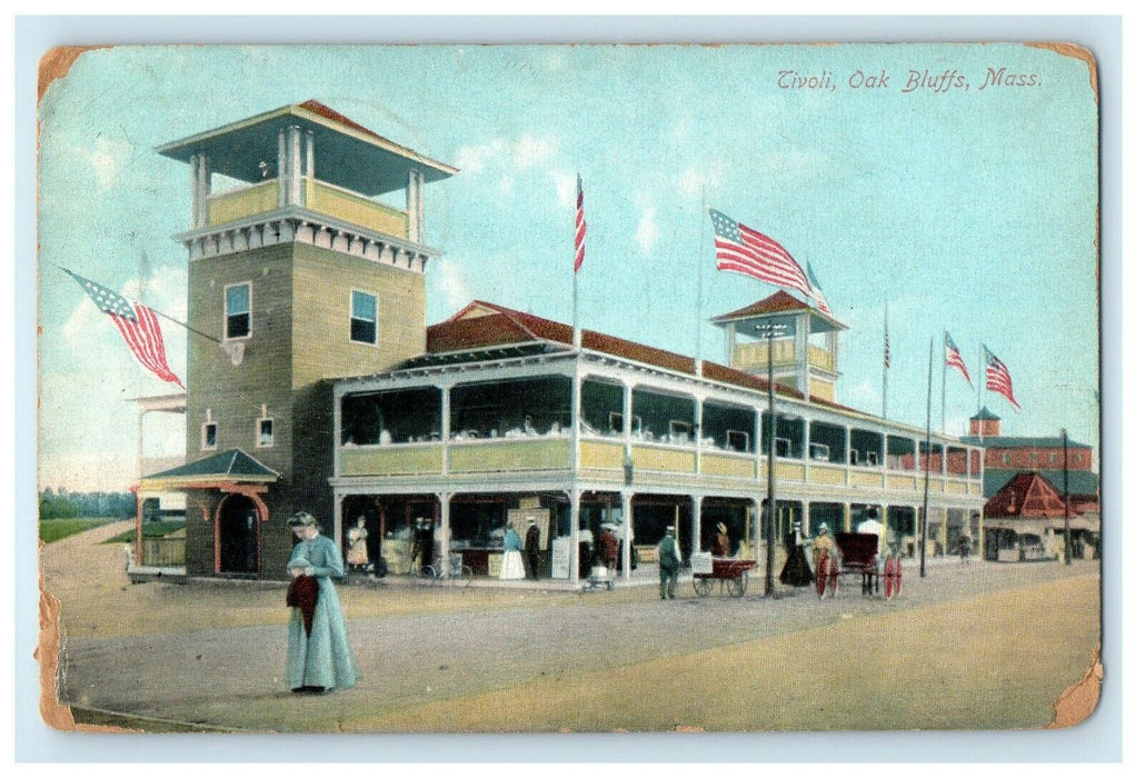 1910 People Scene at Tivoli, Oak Bluffs, Massachusetts MA Antique Postcard
