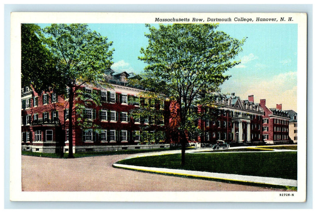 c1920s Massachusetts Row Dartmouth College, Hanover New Hampshire NH Postcard