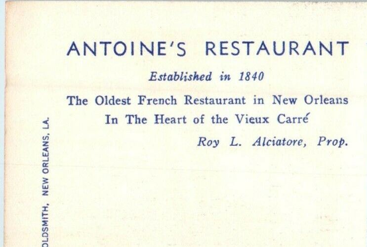 c1940's Antoine's Restaurant 713 St. Louis Street New Orleans LA Postcard
