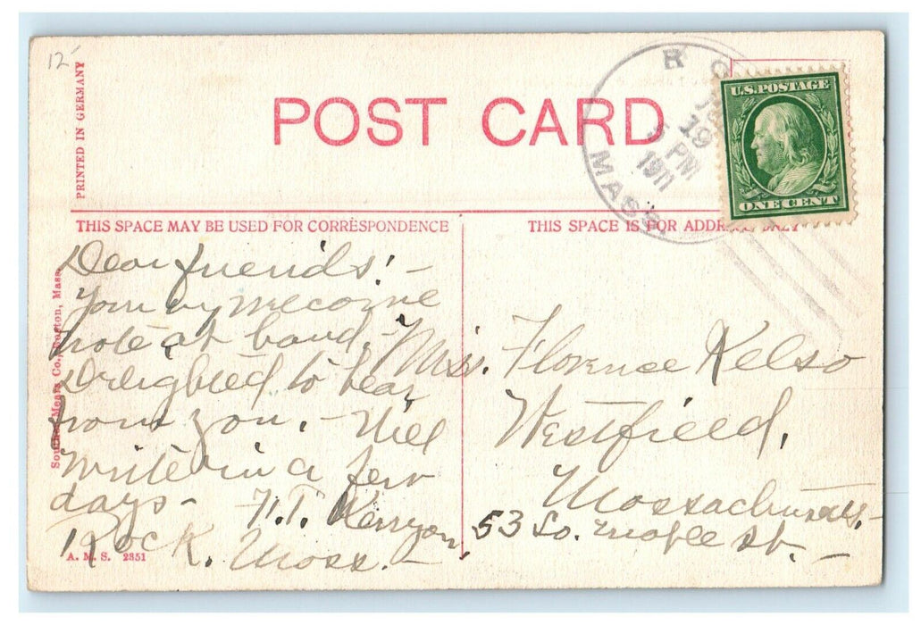 1911 Geo E Kit Shoe Factory, Middleboro, Massachusetts MA Antique Postcard