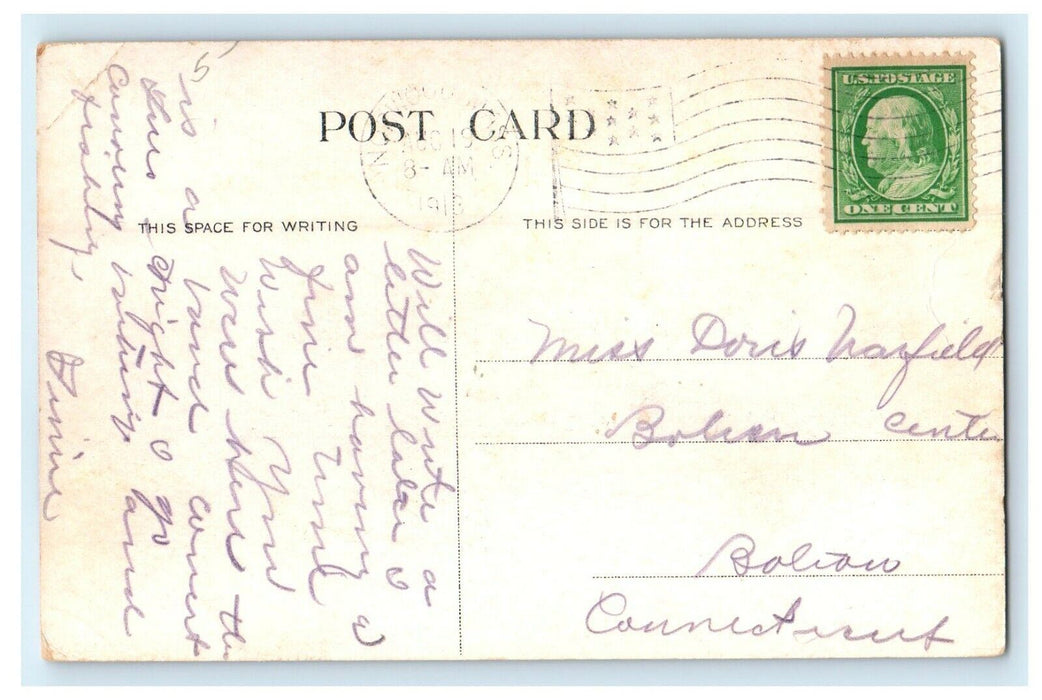 1913 Scene in Methodist Church, Norwood Massachusetts MA Antique Postcard