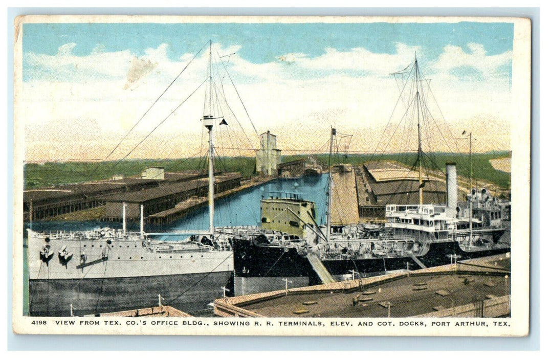 c1920s Tex Co's Office Bldg. View, Port Arthur Texas TX Unposted Postcard