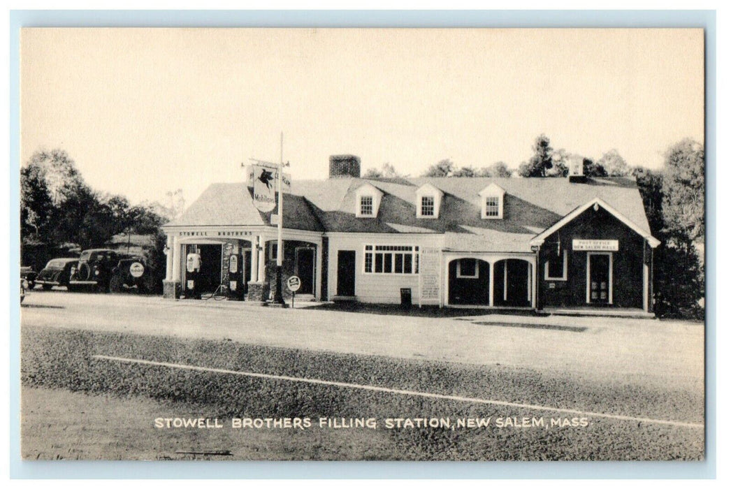 Stowell Brothers Filling Station New Salem Massachusetts MA Unposted Postcard