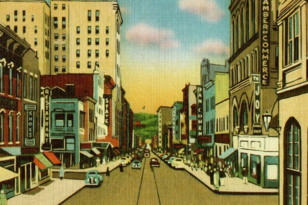 c1940's Looking South On Market Street Wheeling West Virginia WV Postcard