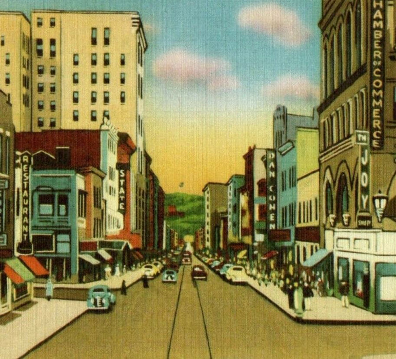 c1940's Looking South On Market Street Wheeling West Virginia WV Postcard