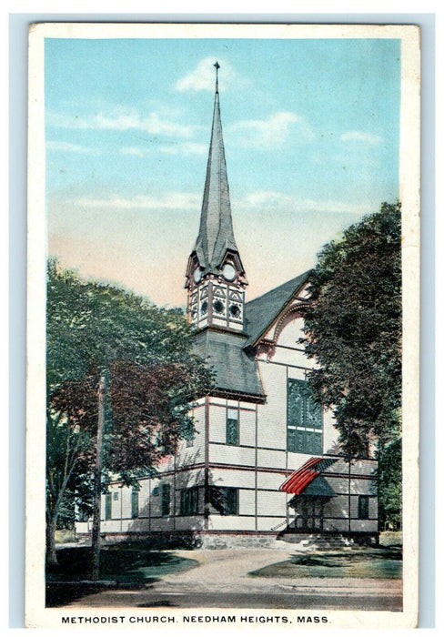 1910 Methodist Church, Needham, Massachusetts MA Antique Postcard