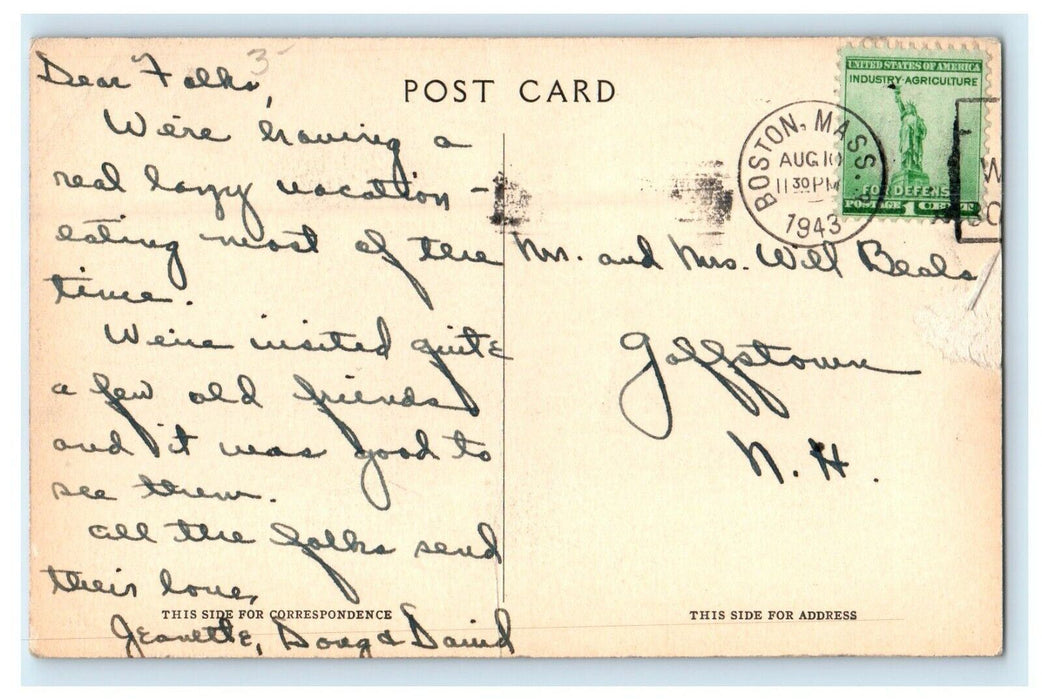 1943 The First Baptist Church Needham Massachusetts MA Vintage Postcard