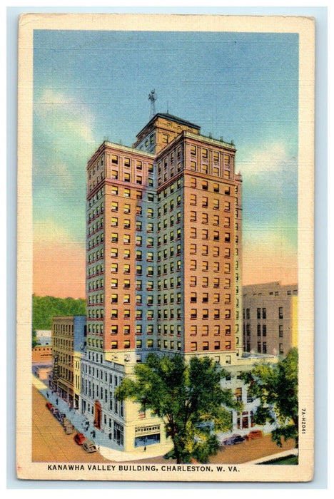 1944 Kanawha Valley Building Street View Charleston West Virginia WV Postcard