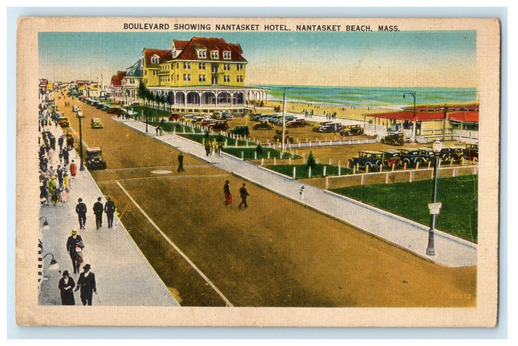 1938 Boulevard Showing Nantasket Hotel Nantasket Beach Massachusetts MA Postcard