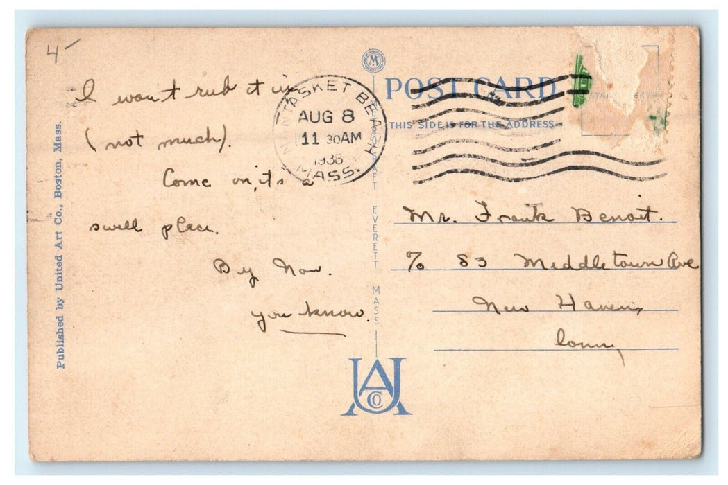 1938 Boulevard Showing Nantasket Hotel Nantasket Beach Massachusetts MA Postcard