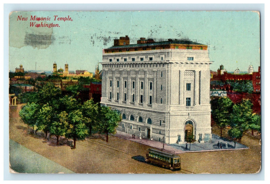 1910 New Masonic Temple Washington DC Posted Antique Cancel Postcard