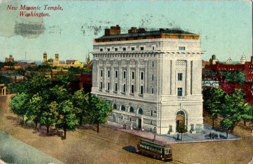 1910 New Masonic Temple Washington DC Posted Antique Cancel Postcard