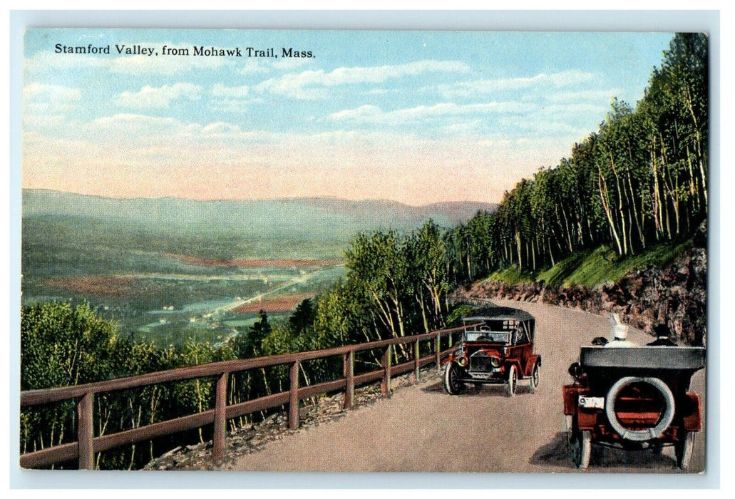 Stamford Valley Scene View Cars From Mohawk Trail Massachusetts MA Postcard