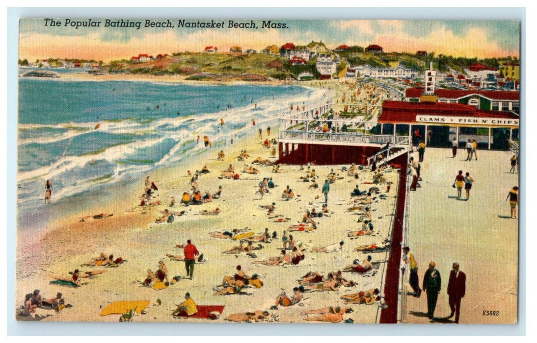 1948 The Popular Bathing Beach, Nantasket Beach Massachusetts MA Postcard