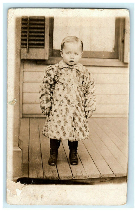 Baby Boy Fur Coat Paducah Kentucky RPPC Photo 1903 Vintage Antique Postcard