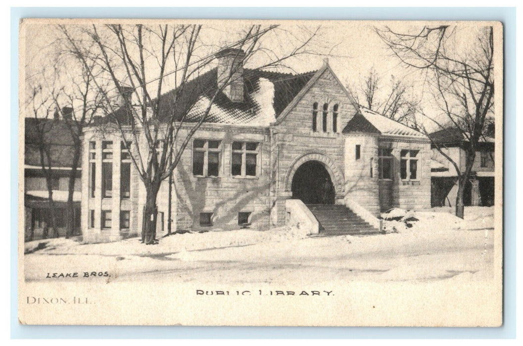 Public Library Dixon Illinois c1910 Winter Leake Bros. Vintage Antique Postcard