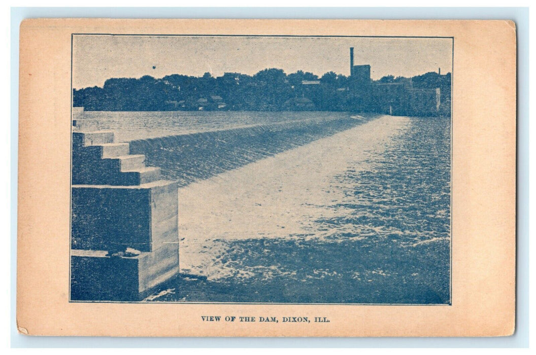 View of Dam Dixon Illinois c1905 Unposted Vintage Antique Postcard