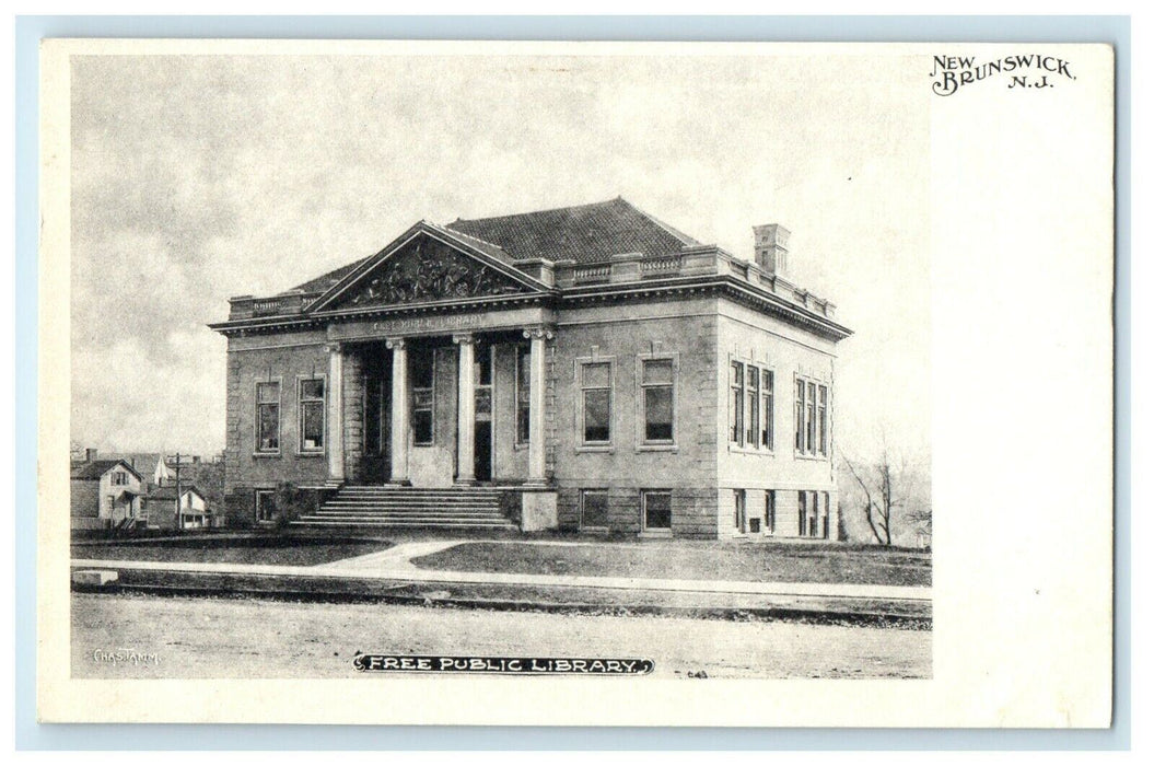 1905 Free Public Library, New Brunswick, New Jersey NJ Antique Postcard
