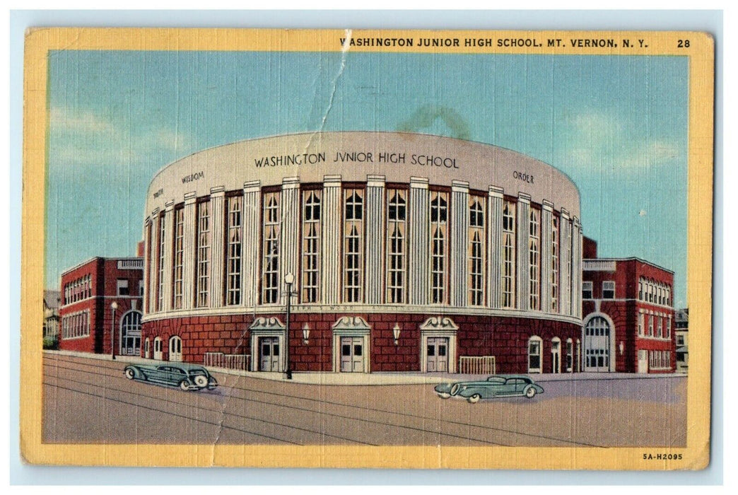 1949 Washington Junior High School Street View Mt. Vernon New York NY Postcard