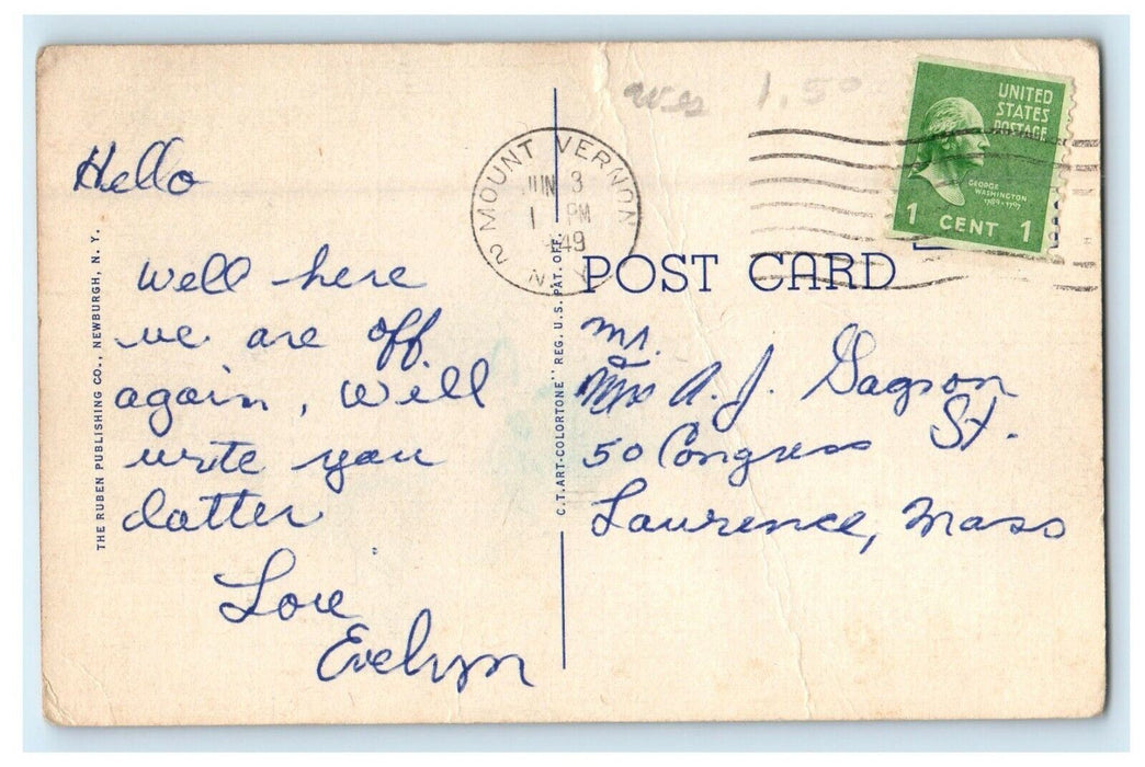 1949 Washington Junior High School Street View Mt. Vernon New York NY Postcard