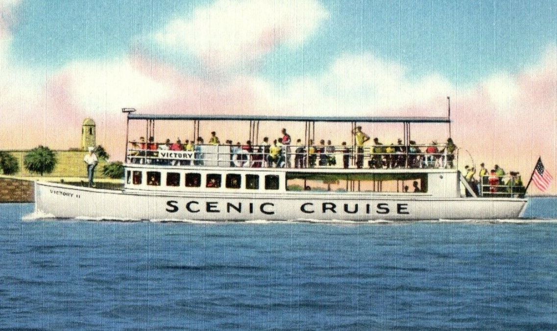 Cruising Down The River Victory II Scenic Cruise Boat St. Augustine FL Postcard
