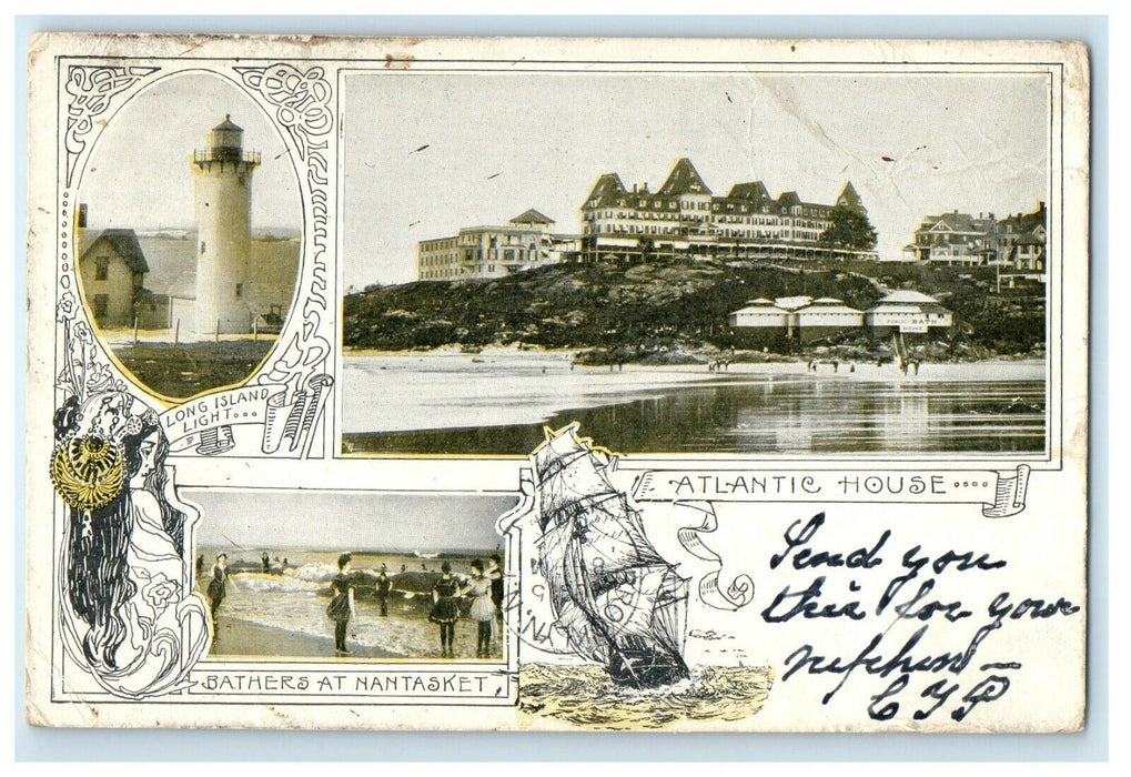 1904 Multiview Of Nantasket Beach Massachusetts MA Posted Antique Postcard