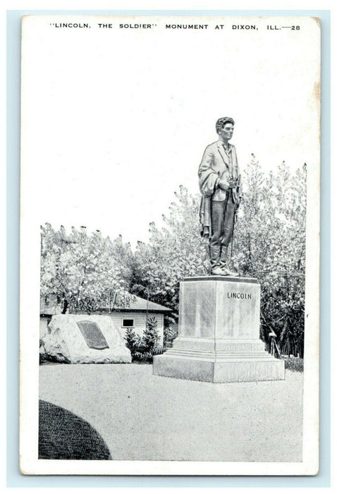 Lincoln Soldier Monument Dixon Illinois c1930 Vintage Antique Postcard