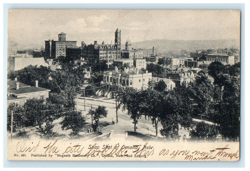 1906 Snap Shot of  Buildings and Houses, Ohama Nebraska Posted Antique Postcard