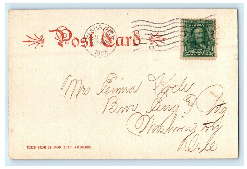 1906 Snap Shot of  Buildings and Houses, Ohama Nebraska Posted Antique Postcard