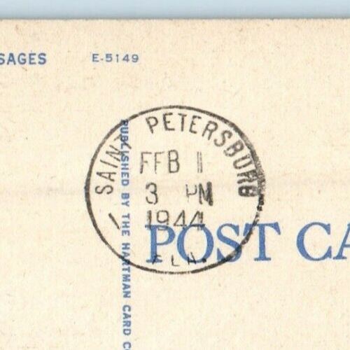 1944 A Busy Day At Open Air Post Office Cars St. Petersburg Florida FL Postcard