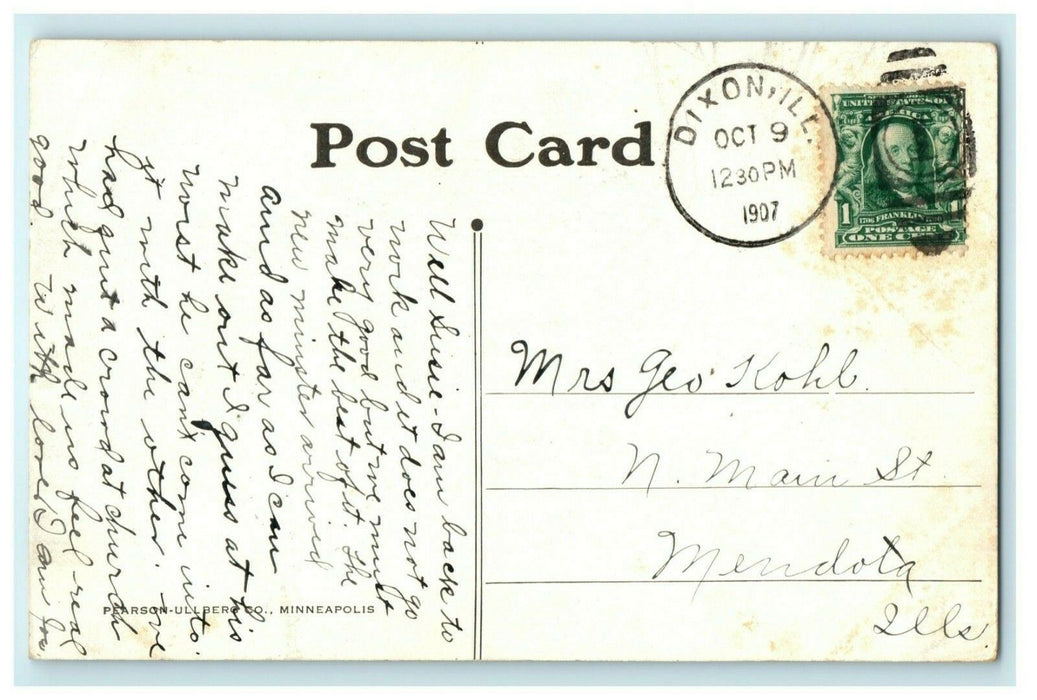 Public Library Dixon Illinois 1907 Minneapolis Pub. Vintage Antique Postcard