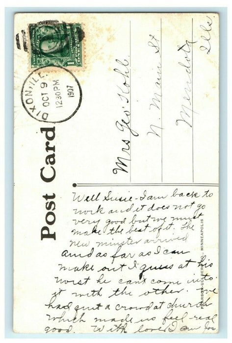 Public Library Dixon Illinois 1907 Minneapolis Pub. Vintage Antique Postcard