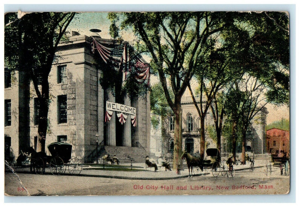 c1910 Old City Hall And Library New Bedford Massachusetts MA Antique Postcard